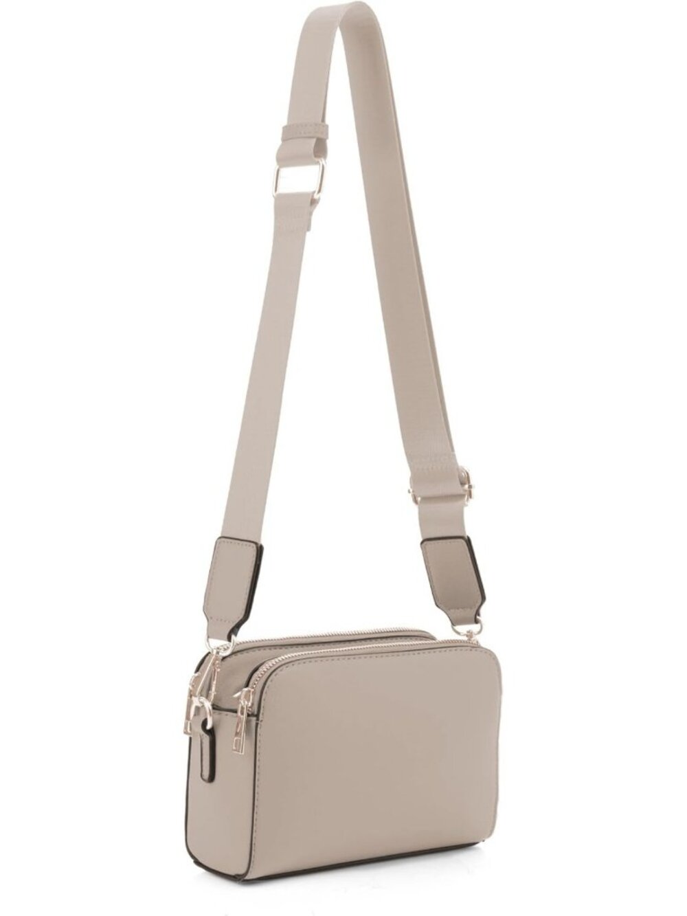 Trendy Triple Zip Crossbody Bag for Women | Small Camera Purse with Wide Strap